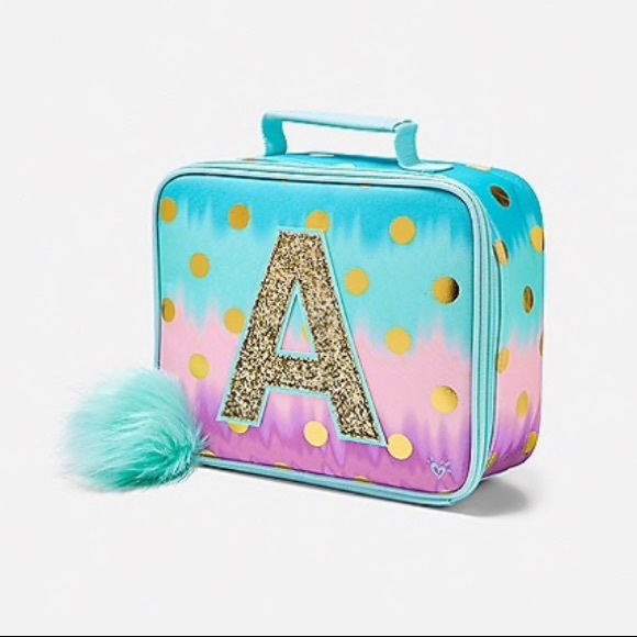 NWT Justice Girls Ombre Foil Dot Initial Lunch Tote Initial ~M~